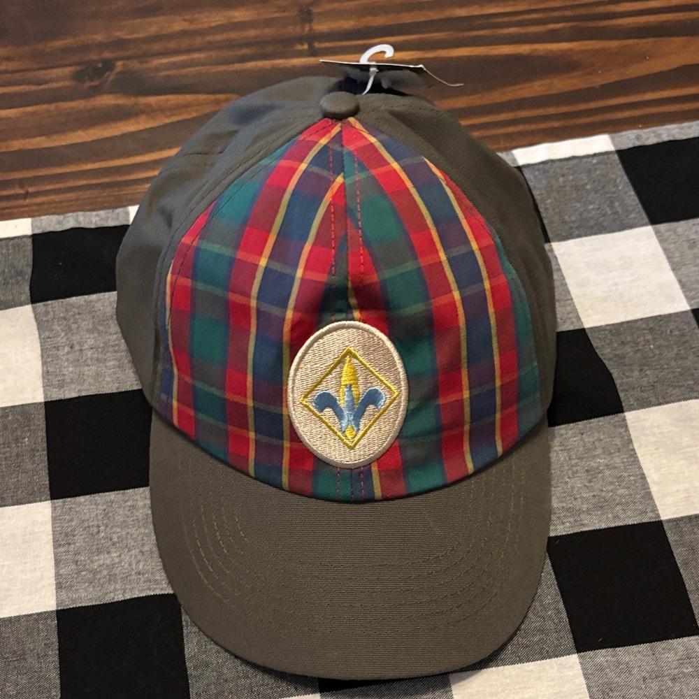Boy Scouts of America Plaid Olive Green Cap Emblem medium large